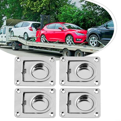Flush Mount D-Rings, Recessed Tie Down Anchors, For Cargo In Boats Trailers Trucks Flatbeds, Industrial Fasteners Crafted For Reliable Load Security