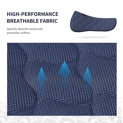 Harrison Howard Mesh Riding Half Pad for English Saddle Comfortable Cushioning Reduce Pressure on Horse’s Back - color: Navy