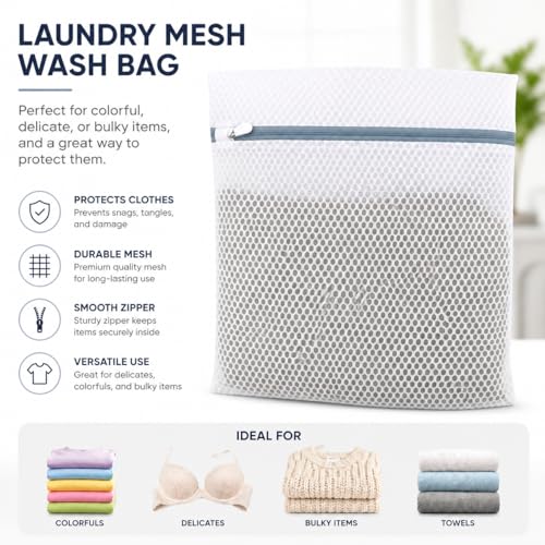 Lingerie Bags for Washing Delicates 3Pcs, Laundry Wash Bag, Honeycomb Mesh Laundry Bag 12x16 Inch Medium