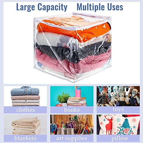 Shappy 6 Packs Clear Plastic Storage Bags with Zipper, 12 x 12 x 12 Inch | Sweater Bags, Moth Proof Protection, Vinyl, For Blankets Clothes Bed Sheet Comforters Pillows Quilt Closet Linen Organizer - size: 12 x 12 x 12 Inch