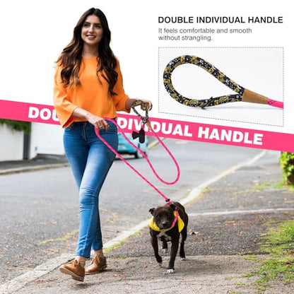 lynxking Dog Leash1/2in x 6ft Slip Lead Reflective Pink and red, 2 Pack