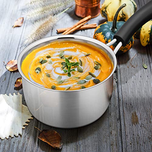 Herogo 1 Quart Saucepan with Lid, 18/10 Stainless Steel Small Sauce Pan Pot, 1Qt Saucepan for Gas Electric Stove Top Camping, Healthy & Rust Free - size: 1 Quarts