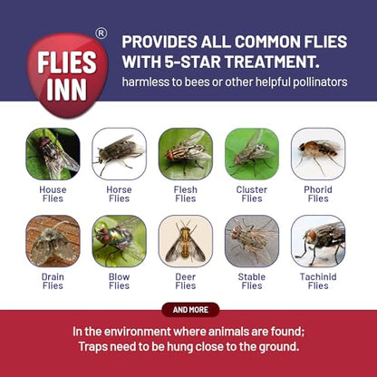 EZ Fly Cage Ranch Fly Trap with 2 Flies Inn Fly Attractant Bait Refill, Low Odor, Reusable, Built to Last for Years (6 Traps + 72 Baits, 1) - style: 6 Traps + 72 Baits