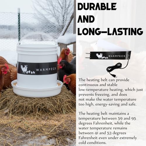 Remerry 2 Pcs Thermostatic Bucket Heater Belt for Poultry Winter,Black | 31.4 Inch with 6 Ft Cord Fits 2-5 Gal, Self Regulating Prevents Freeze, Silicone Wraps Waterer, For Chickens Ducks Geese