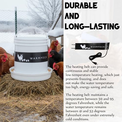 Remerry 2 Pcs Thermostatic Bucket Heater Belt for Poultry Winter,Black | 31.4 Inch with 6 Ft Cord Fits 2-5 Gal, Self Regulating Prevents Freeze, Silicone Wraps Waterer, For Chickens Ducks Geese