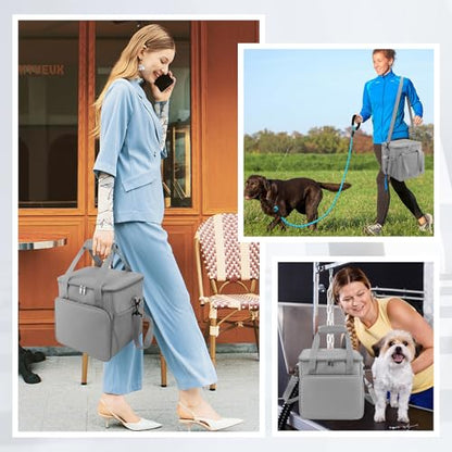 SMYV Pet Grooming Bag for Dog Grooming Supplies, Dog Tote Travel Bag for Pets Grooming Tools Kit Accessories - Grey - color: Grey