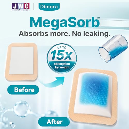 Dimora Silicone Foam Dressing with Border Adhesive 4"x8" - size: 4"x8"(5Packs)