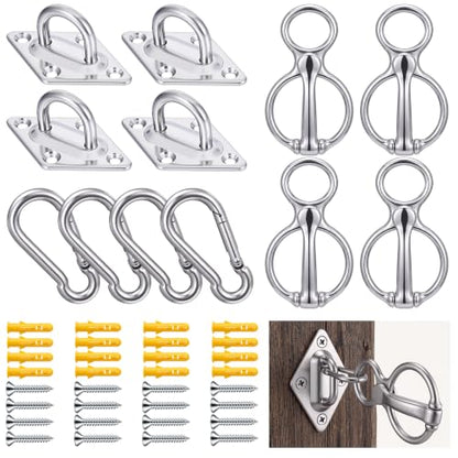 Tudomro 4 Sets Horse Tie Ring, Upgraded Tack and Supplies, 304 Stainless Steel Safe Horse Accessories, Tie Ring Training Equipment with Eye Bolt and Snaps Saddle