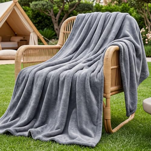 Bedsure GentleSoft Fleece Blanket Twin Size Grey - 300GSM Lightweight Plush Fuzzy Cozy Soft Warm Blanket for Bed, Sofa, Couch, Travel, Camping, 60x80 inches - color: Grey, size: Twin (60" X 80")