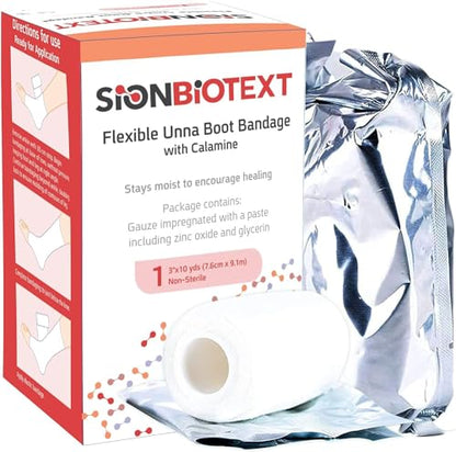 Unna Boot with Zinc and Calamine - Flexible Compression Bandage Moist Healing Environment Comfort Wrap Bandage Medical Dressing 3 Inches X 30 Foot Roll - size: Pack of 1, style: 3" Zinc and Calamine