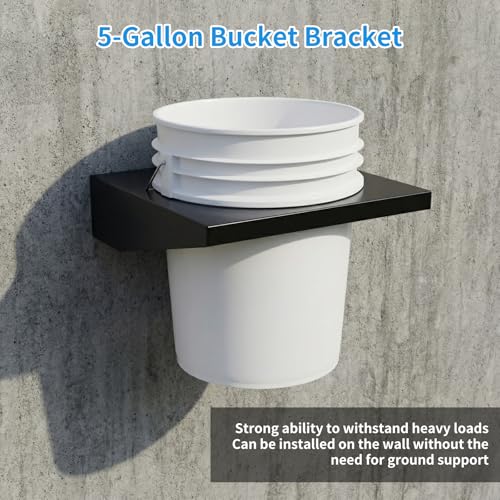 5-Gallon Bucket Holder Rack Stand, 5-Gallon Bucket Bracket for Race Trailer, Garage, Shop, Enclosed Trailer, Toy Hauler, Black