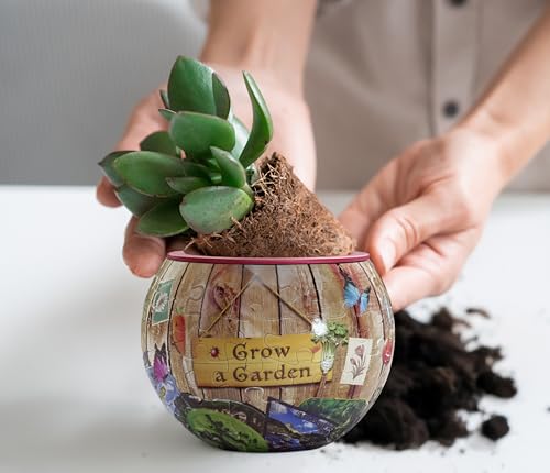 'Grow a Garden' 3D Puzzle Planter - 80 Piece Flowerpot Puzzle for Kids & Adults, No Glue Required - Functional Water-Resistant Pot - Includes 3 Mini Hedgehogs & 3 Mushrooms, Spartan & The Green Egg