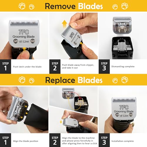 10# 1.5mm and 7FC 3.2mm Clipper Blades Pet Grooming Clipper Replacement Blades Detachable Blade Compatible with andis/wahl/Oster Dog Clippers - size: S10-S7FC