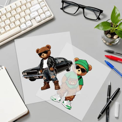 arricraft 9 Sheets Hip-Hop Animal Iron on Stickers, Cartoon Fashion Bear Pattern Print Transfer Stickers Decals for DIY T-Shirt Jeans Backpacks Families Clothing Hat Decoration Applique - style: Cartoon Fashion Bear Theme