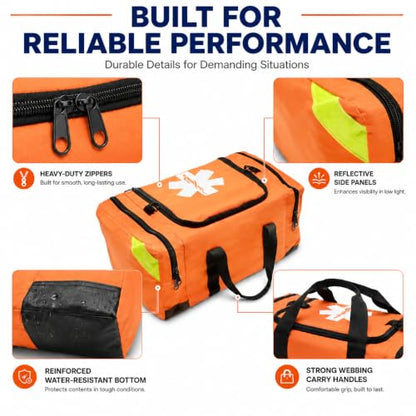 NOVAMEDIC NM-4124 Empty Trauma First Aid Medical Bag, 21"x15"x5", Multi Compartment First Responder Carrier for EMT, Paramedics, Emergency and Medical Supplies Kit, Lightweight and Durable (Orange) - color: Orange