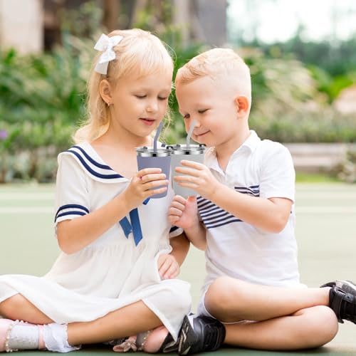 Stainless Steel Kids Cups with Lids, 12oz Spill Proof Cups, 2 Pack - color: Dark Gray, Gray