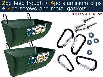Chicken Feeder Waterer, Goat Feeder - 2 Pack, 5.5 Quart, for Goats Chickens Duck Sheeple Dogs Piglets Deers Gooses, Turkeys, Goat Supplies(Appearance Patent Product) - color: Green