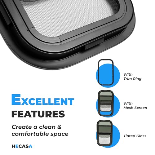 HECASA RV Window 12" W x 22" H for Trailer Cargo Camper Vertical Sliding