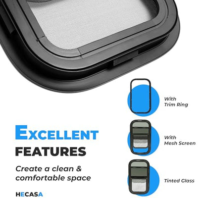 HECASA RV Window 12" W x 22" H for Trailer Cargo Camper Vertical Sliding