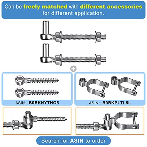 Insaga J Bolt Gate Hinge, 304 Stainless Steel Farm Gate Hinges, M12 x 6'' Gate Hinge Bolt 5/8'' for Chain Link Fence/Farm/Wooden Fence/Driveway, Supports up to 500lbs, 2pcs - color: M12-6''-2PCS