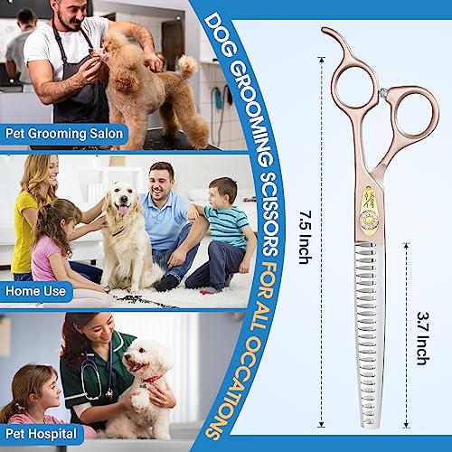 JASON Dog Grooming Chunker Scissors - 7.5" Professional Thinning Shears - color: Rosegold, size: 7.52
