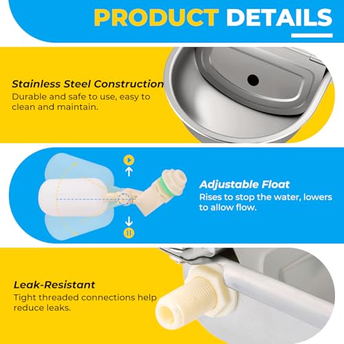 NATGAI Automatic Waterer Bowl with Float Valve, Stainless Steel