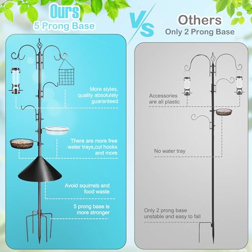 YINGYM 87 Inch Bird Feeding Station Kit with Squirrel Baffle for Outside - size: 87 Inches with Squirrel Baffle