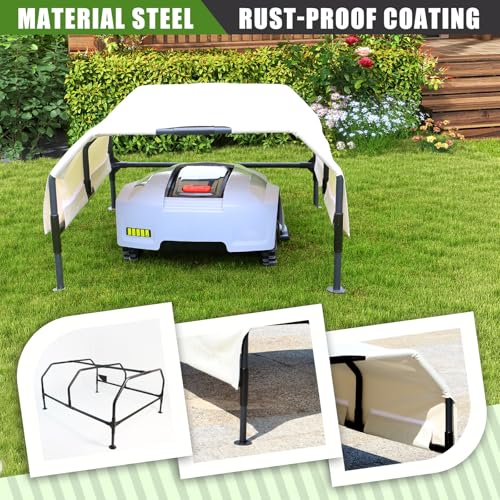 Robot Mower Garage, Rainproof UV-Proof Shelter for All Mowers（Large Size） - color: white