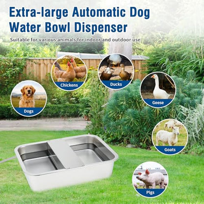 BWOGUE 3 Gal Automatic Dog Water Dispenser, Stainless Steel Bowl for Dogs - size: 3 Gal
