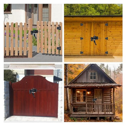 WellMade Heavy Duty Self-Locking Gate Latch Kit for Wooden/Vinyl Fence - 3.5" Spring Gate Hinge, 9" Handle & Thumb Latch, Automatic Locking,Outdoor Gate Hardware