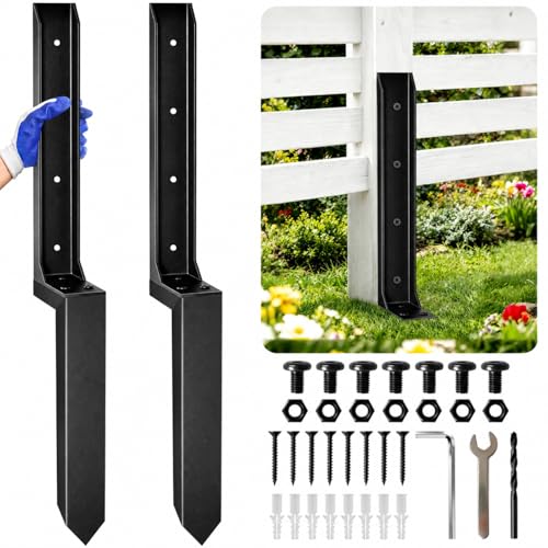 Fence Post Repair Kit to Fix Leaning Wood Fence, Mailbox, 2 Pack