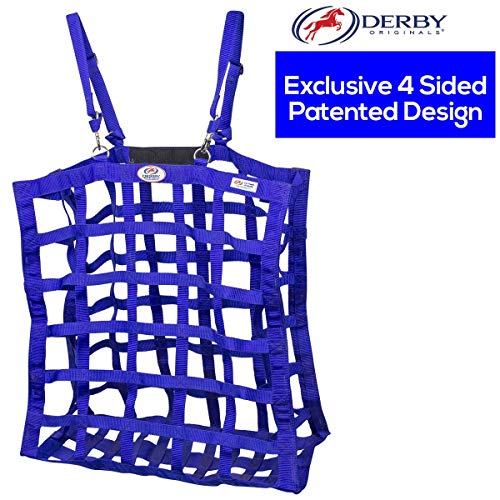 Derby Originals Easy Feeder Patented Four Sided Slow Feed Horse Hay Bag with Exclusive Super Tough Bottom