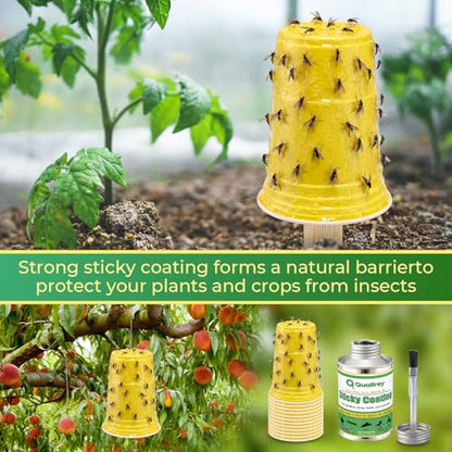 Qualirey Sticky Coating Trap with Brush and 12 Pcs Plastic Cup, Gnat Bug - style: Gnat Bug
