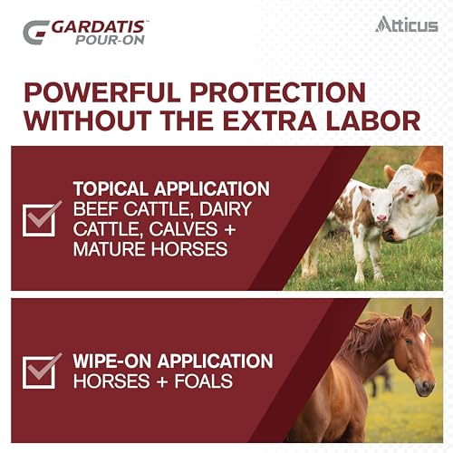 Atticus Gardatis Pour-On Insecticide with IGR (64oz) For Cattle and Horses | Ready to Use Formulation that Protects Cattle and Horses Against Biting and Sucking Lice, Flies, and Ticks