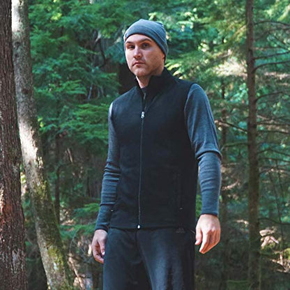 100% Merino Wool Mens Vest - Expedition Heavyweight Vest - Moisture Wicking - color: Black, size: Medium