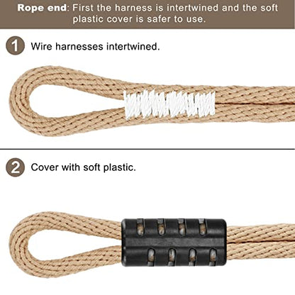 SELEWARE 6.5ft Tree Swing Rope, Adjustable Hammock Straps Hanging Kit - color: Beige1 - 2 Pack, size: 6.5ft