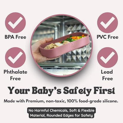 Baby Travel Feeding Set with Silicone Suction Plates, Dark Pink Small - color: Dark Pink