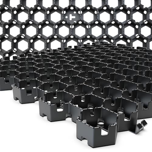 Vodaland Permeable Pavers - HexPave Grass & Gravel Permeable Paver System - 100% Recycled PPE Plastic Pavers, Handles 27,000 lbs, 1" Depth, 1450 s.f / 488 Units - size: 1450 Sq Ft