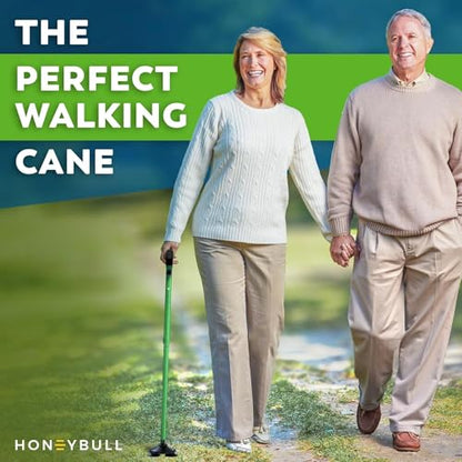 HONEYBULL Walking Cane for Men & Women, Foldable Free Standing Cane - color: Green