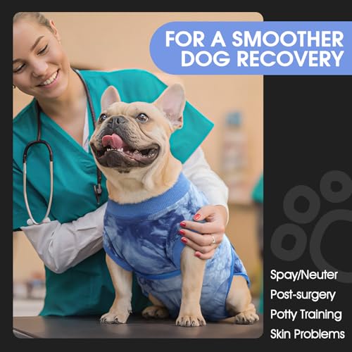 FUAMEY Recovery Suit for Dogs After Surgery,Soft Breathable Dog Bodysuit - color: Blue Tie Dye, size: Xs(back:8.3-11.4in,wt:4-7lbs)