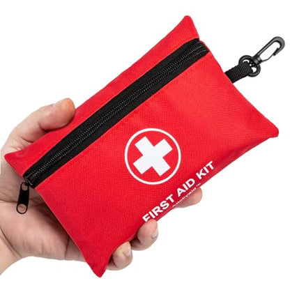 Mini First Aid Kit - 140 Piece Small First Aid Medical Kit | Emergency First Aid Supplies and Survival Kit for Car, Home, Office, Travel, Camping, Sports, Outdoor, School - size: 140 Pieces