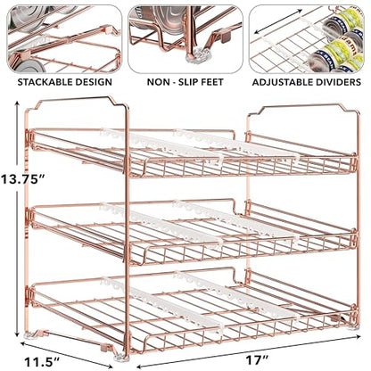 Simple Houseware 3-Tier Stackable Can Organizer Rack 36 Cans, Rose Gold - color: Rose Gold