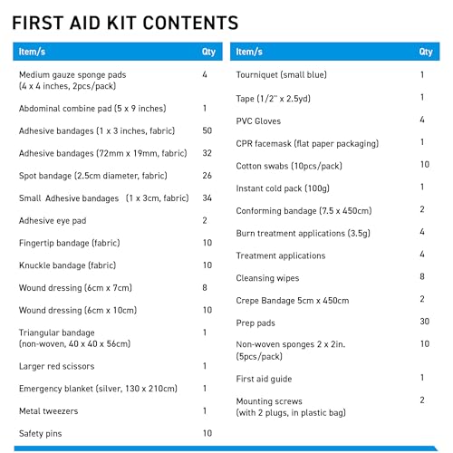 Professional First Aid Kit, Large, Wall Mount & Portable, OSHA Compliant | Wall Mountable & Portable, Hard Case, OSHA Compliant, For Workplace, Office, Restaurants, Work Vehicles, Retail - size: Large