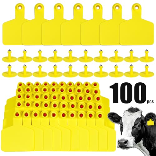 Blank Ear Tags 100 Pieces Livestock Identification Tags Blank Livestock Ear Tags for Cattle Cow Pig Goat Sheep Dog (Yellow 3x2.44'') - color: Yellow 3x2.5''