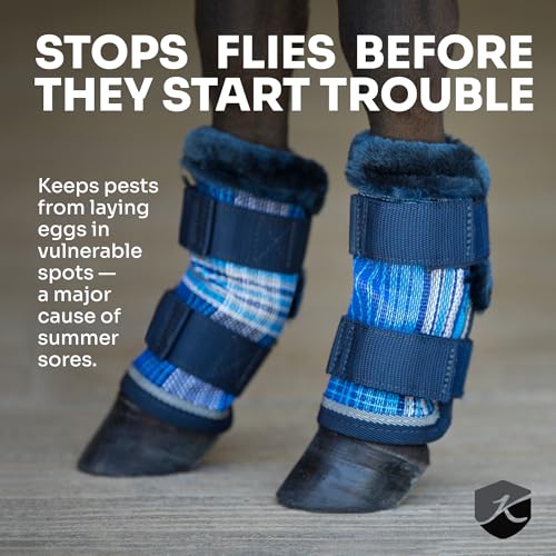 Kensington Protective Products Horse Fly Boots - Fleece Trimmed - Stay-Up Technology - Protection from Insect Bites and UV Rays - Sold in Pairs (2 Boots) - color: 2021 - Atlantis