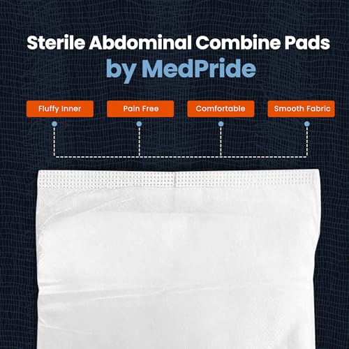 MED PRIDE Sterile ABD Combine Pads,5x9 in,Absorbent,Latex-Free,40-Count