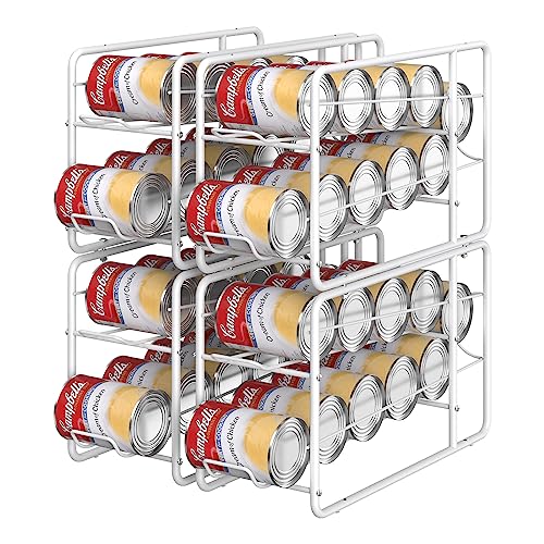 MOOACE 4 Pack Can Organizer for Pantry, Stackable Soda Can Dispenser Rack - color: White