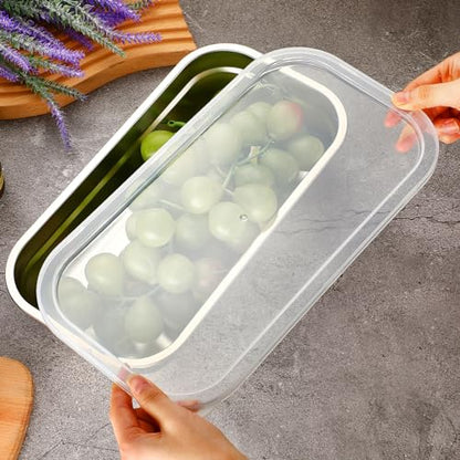 8 Pcs 304 Stainless Steel Food Storage Containers with Lids 1/3 Size Hotel Pan Chicken Food Grade Pans Metal Meal Containers for Restaurant Stackable Kitchen Freezer Buffet(2.5 Inch Deep) - size: 2.5 Inch Deep