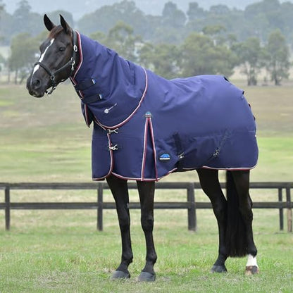 WeatherBeeta ComFiTec Essential Turnout Detach-A-Neck 220G, Navy/Burgundy, 63" - color: Navy/Burgundy, size: 63"