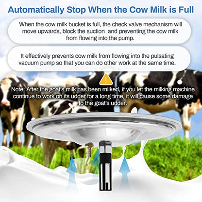 9L Cow Milking Machine, Rechargeable Battery Adjustable Pulse Vacuum Electric Cow Milking Machine,Portable Milking Machine,Individual Pulsation Adjustment, Udder Protection - size: 9L Cow